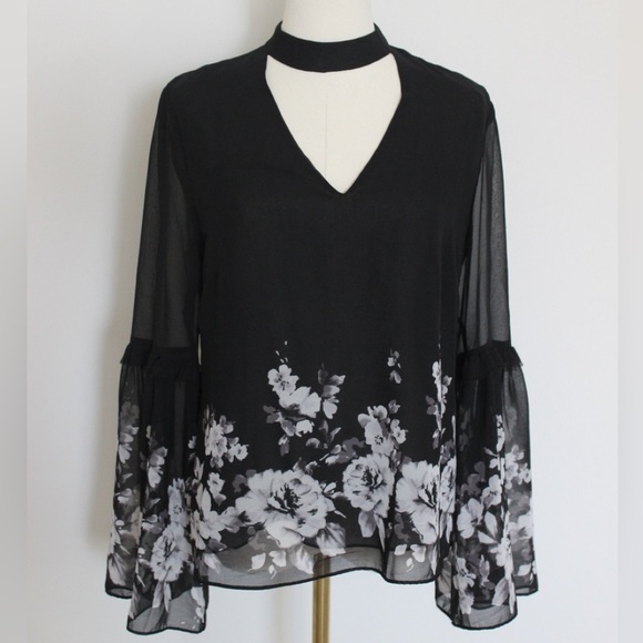 White House Black Market Tops - Black High Neck Blouse with Bell sleeve from White House Black Marker